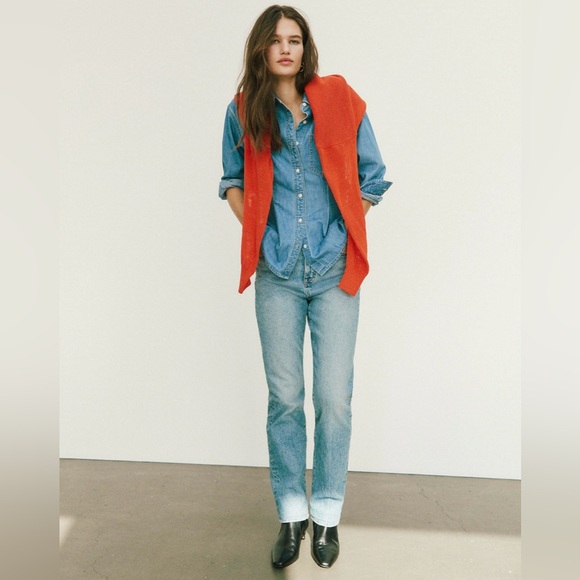 Madewell Loose-Knit Crewneck Sweater in Coastal Orange - Picture 2 of 3